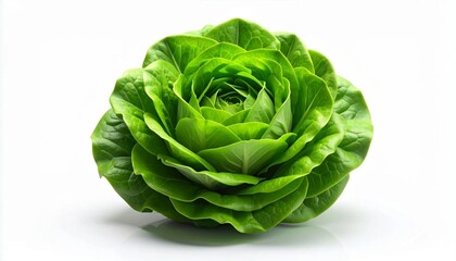 Fototapeta premium 3D whole round lettuce with layered leaves icon isolated on white back