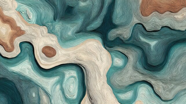 Organic contour curves and abstract landform design creating a decorative topo background