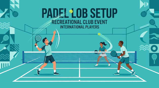 Padel Tennis Lob Setup Recreational Club International Players Action