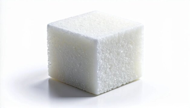 3D sugar cube with soft edges and crystalline texture icon isolated on