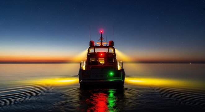 Illuminated Navigation Lights on Boat 275 20260307 135226