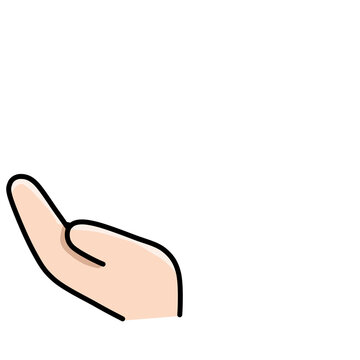 Open human hand cupped gesture isolated vector illustration