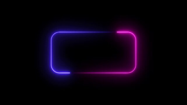 Neon Rounded Rectangle Frame Animation Loop.4k video