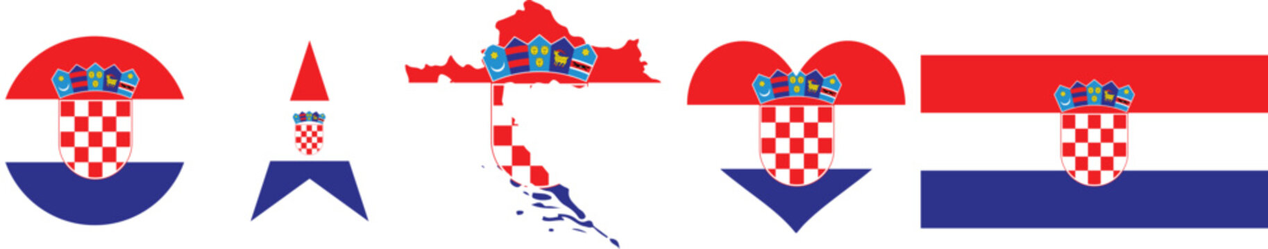 Croatia flag button, heart, map, star, love, round, circle soccer football transparent PNG vector illustration	