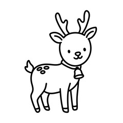 Cute Cartoon Reindeer Line Drawing Outline Illustration © Jamper
