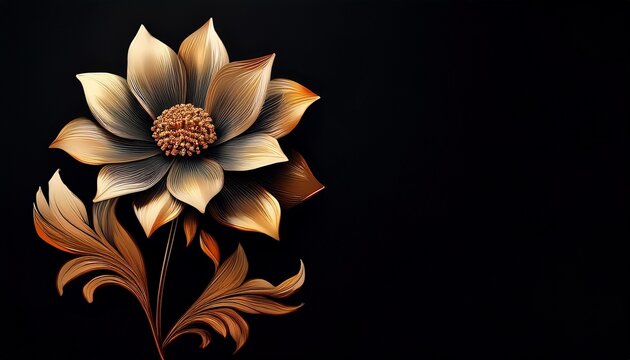 mourning condolence card with a flower isolated on black background regrets grief solace sadness emotions banner for comfort and sympathy