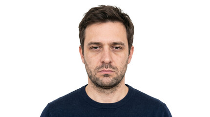 Fototapeta premium Tired Man With Dark Circles Under Eyes Looking Directly At Camera