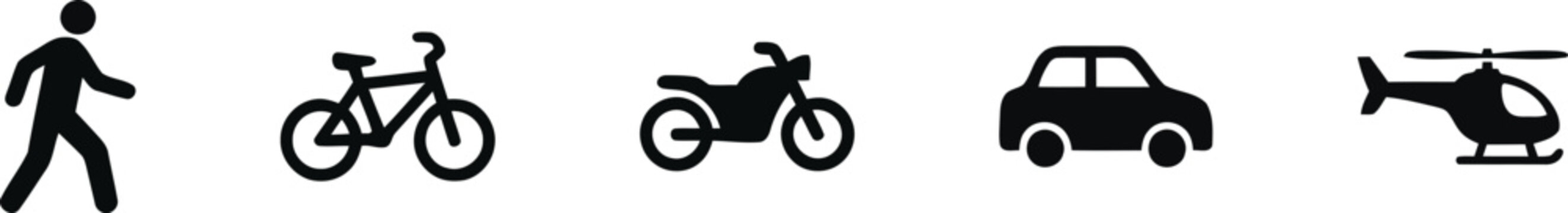 Transportation modes icons, editable vector illustration