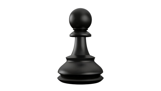Isolated dark 3D rendered chess pawn, a symbol of strategy and classic board games.