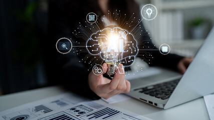 Artificial intelligence models neural signals for deep learning and cognitive computing. Train...