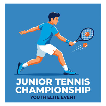 Junior Tennis Championship Youth Elite Event Active Young Athlete Playing Tennis Court