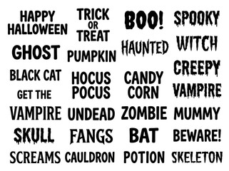 Obraz premium Halloween terms font collection on white