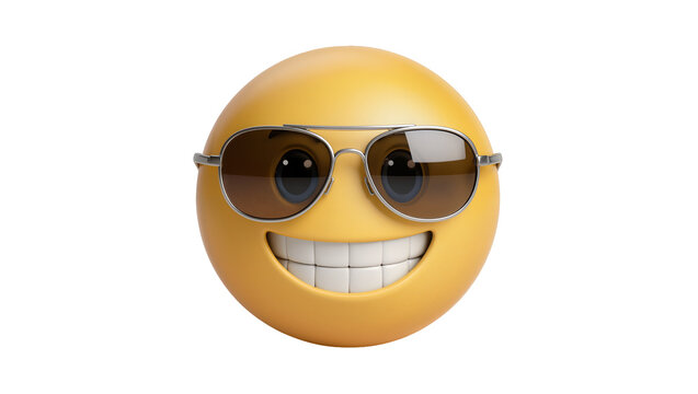 Isolated smiling emoji wearing cool sunglasses showing teeth with a wide happy grin