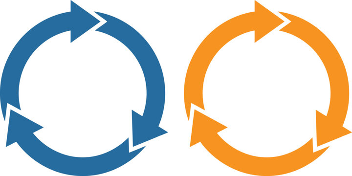 Blue and orange circular arrow icons showing a continuous process cycle