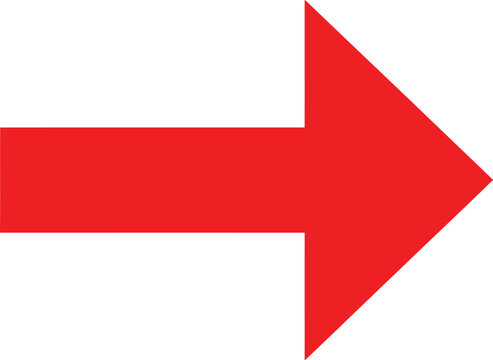 Simple bold red arrow pointing to the right direction sign