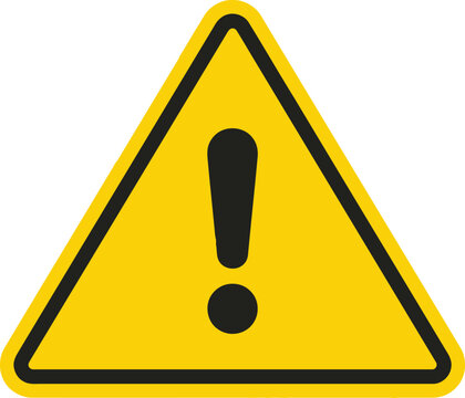 Yellow triangle warning sign with black exclamation mark symbol