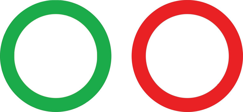 Green and red circular ring icons isolated graphic design elements