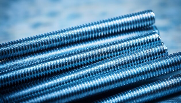 steel rod with a screw thread blue toned