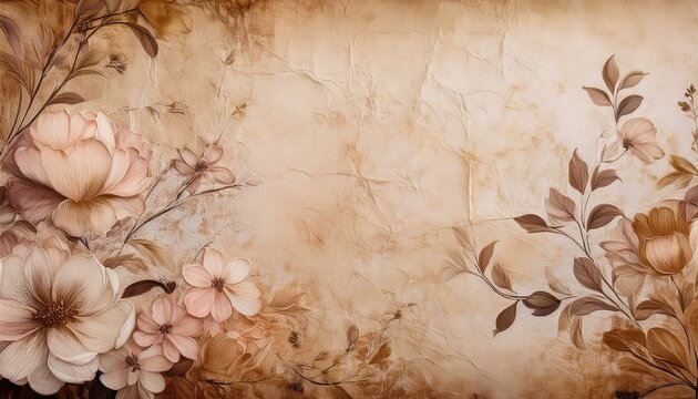 antique paper background with delicate floral accents and a vintage texture ideal for artistic projects