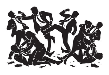 Obraz premium Business people fighting in a chaotic group brawl