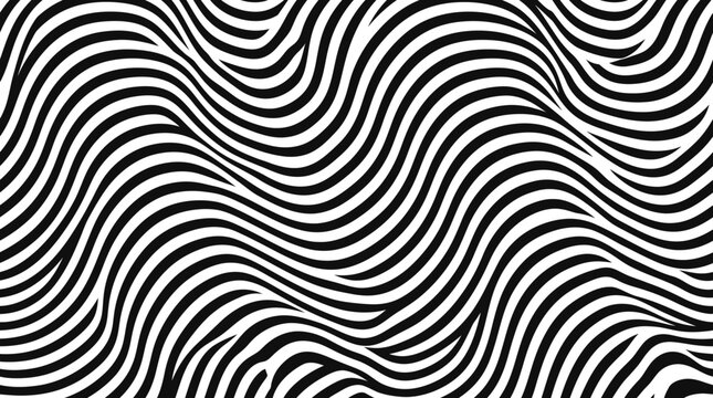 Abstract black and white wavy zebra stripe pattern