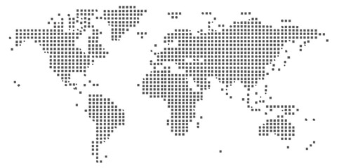World map represented by small dots in a clean white background during daylight for global concepts © Lamisa