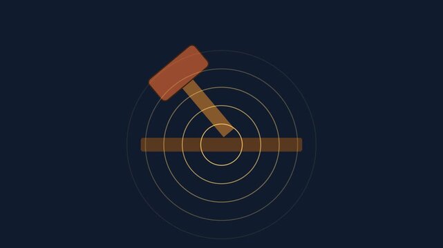 Judge gavel striking sound block with ripple effect animation for legal and justice concepts court
