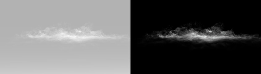 Obraz premium Smoke haze overlay realistic white smoke cloud isolated transparent fog mist vapor floating texture effect