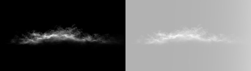 Obraz premium Smoke haze overlay realistic white smoke cloud isolated transparent fog mist vapor floating texture effect
