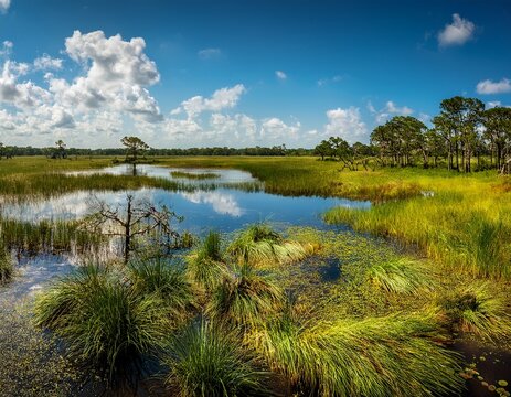 a sunny summer day at paynes prairie in gainesville florida