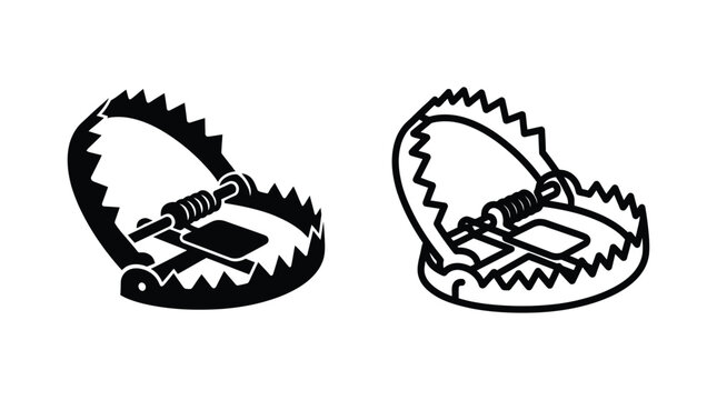 Animal trap silhouettes on a white background black and white graphic