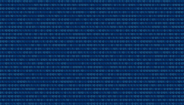 Seamless abstract digital background featuring rows of blue binary code zeros and ones. Ideal for data science, cyber security, programming, and hacking concepts.