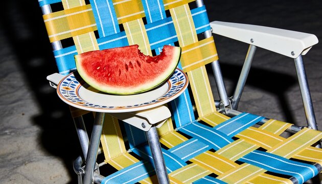 Editorial summer night flash photography with watermelon