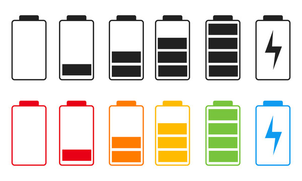 Charging battery icon set