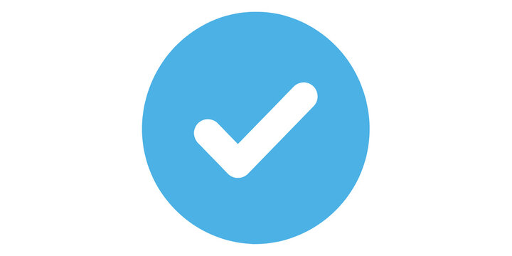 Blue check mark icon isolated on transparent background