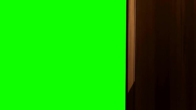 Japanese Style Sliding Wooden Door Opening Transition on Green Screen