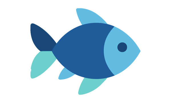 Minimalist silhouette of a sleek stylized fish swimming to the right with smooth flowing curves and bold color blocks on a solid background minimal icon design