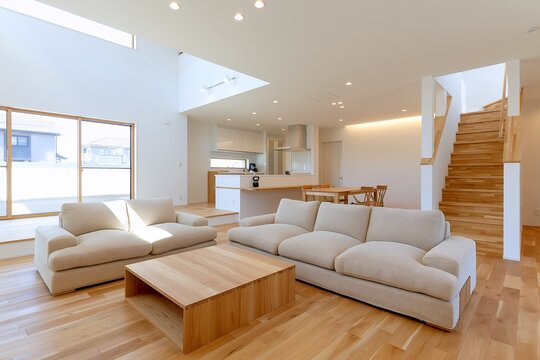開放的で明るい広々リビングダイニング空間が快適な新築住宅