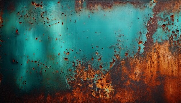 vibrant oxidized metal texture with teal and rust hues