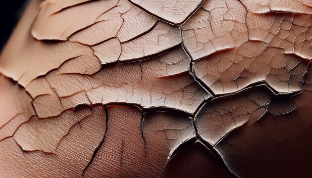 extreme close up of cracked dry facial skin texture for skincare background and dermatology banner design