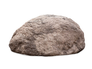 Large natural grey stone boulder rock isolated on white background. © fotomaster