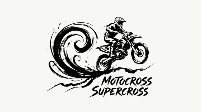 Motocross supercross logo with stylized dirt bike rider