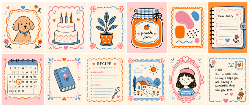 Playful illustrations for journaling and recipe sharing