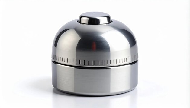 3D small analog dial kitchen timer with top knob icon isolated on whit