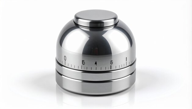 3D small analog dial kitchen timer with top knob icon isolated on whit