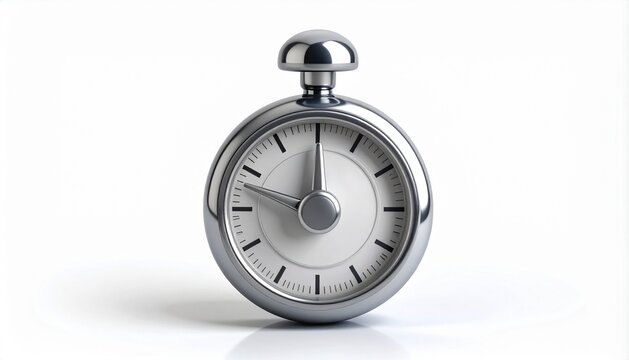 3D small analog dial kitchen timer with top knob icon isolated on whit