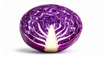 Obraz premium 3D half red cabbage with visible purple swirl pattern icon isolated on
