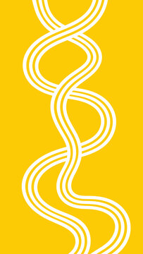Abstract white double helix pattern on a vibrant yellow background
