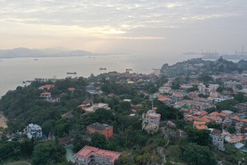 Fototapeta premium Aerial View of Sunlight Rock on Gulangyu Island in Xiamen