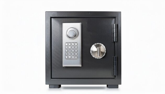 bank safe with a combination lock locker security cash secure box on a white background
